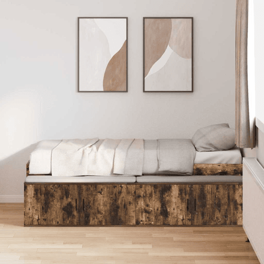 Estrutura de cama de solteiro para adultos com gaveta Carvalho Defumado 80 x 200 cm