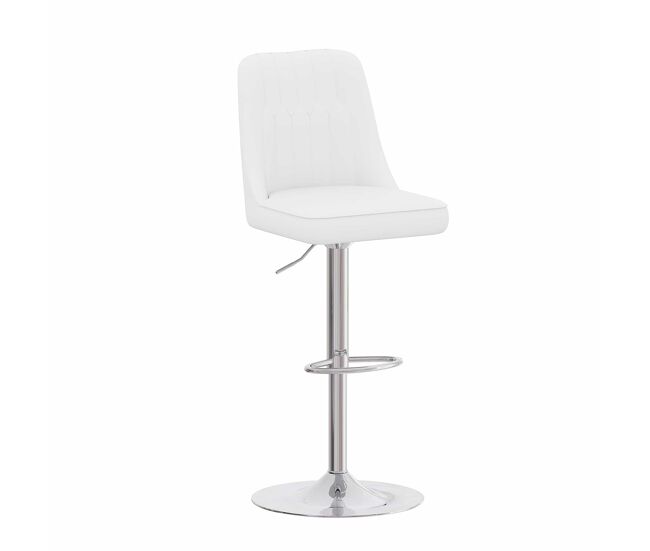 Taburetes de bar ajustables 2 unidades - giratorios 360°, respaldo con acolchado en pu - blanco y plata