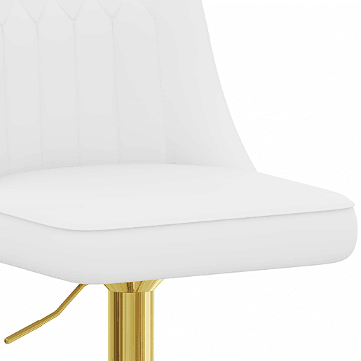 Bancos de bar (2 unidades) - Ajustáveis, giratórios a 360°, encosto almofadado em PU branco - Branco e dourado