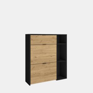 Sapateira, Arrumação, Organizador, 90x102x27 cm, 10 pares de sapatos, Hall de entrada, Estilo moderno, Preto e Carvalho