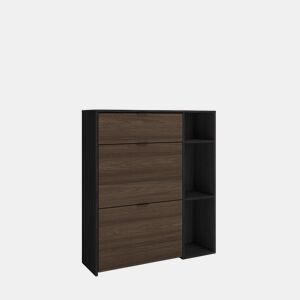 Sapateira, Arrumação, Organizador, 90x102x27 cm, 10 pares de sapatos, Hall de entrada, Estilo moderno, Preto e Carvalho escuro