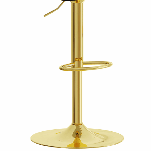 Bancos de bar (2 unidades) - Ajustáveis e giratórios a 360° - Encosto em PU com padrão de costura, pés metálicos dourados - Preto + Dourado