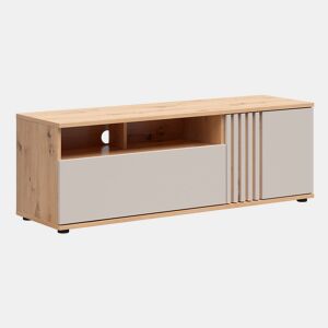 Suporte para televisor Ezra de 1 porta e 1 gaveta 135 cm Caxemira e Bois