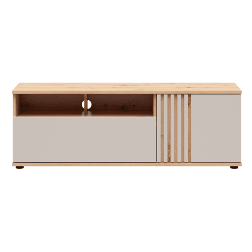 Suporte para televisor Ezra de 1 porta e 1 gaveta 135 cm Caxemira e Bois