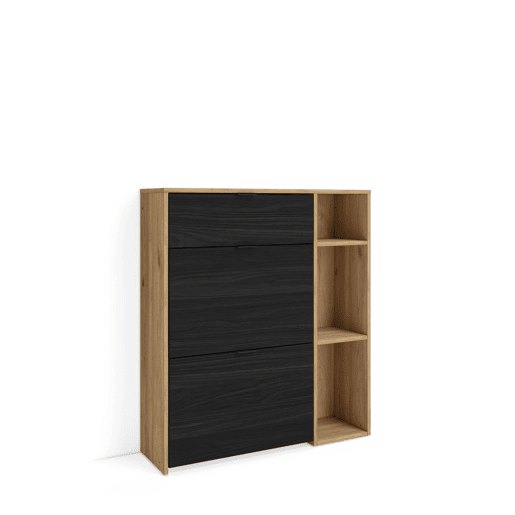 Sapateira, Arrumação, Organizador, 90x102x27 cm, 10 pares de sapatos, Hall de entrada, Estilo moderno, Carvalho e preto Sapateira, Arrumação, Organizador, 90x102x27 cm, 10 pares de sapatos, Hall de entrada, Estilo moderno, Carvalho e preto
