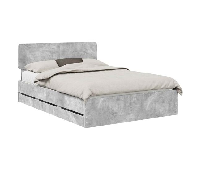 Estructura de cama matrimonial comodidad con cabecera - gris concreto 160 x 200 cm