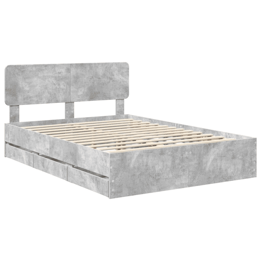 Estrutura da Cama de casal simple com cabeceira Cinzento Concreto 160 x 200 cm