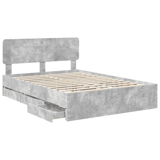 Estrutura da Cama de casal simple com cabeceira Cinzento Concreto 160 x 200 cm