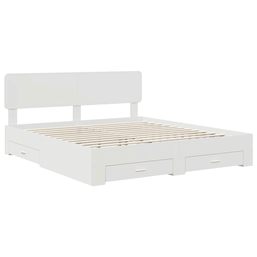 Estrutura De Cama De Casal Moderno - Branco 180 x 200 cm Madeira processada