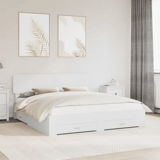 Estrutura De Cama De Casal Moderno - Branco 180 x 200 cm Madeira processada