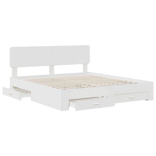 Estrutura De Cama De Casal Moderno - Branco 180 x 200 cm Madeira processada