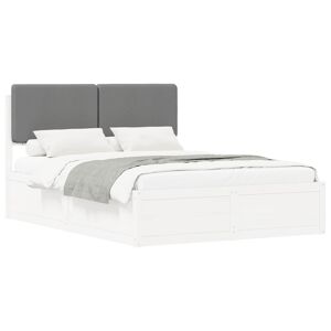 Estrutura de Cama de casal moderno com Cabeceira Estofada Cinzento-claro