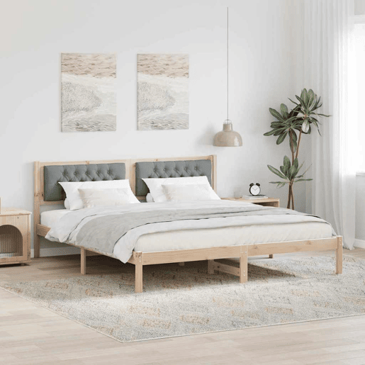 Estrutura da Cama de casal simple com cabeceira Cinzento-claro 160 x 200 cm
