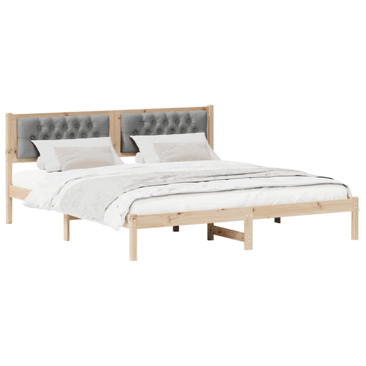 Estrutura da Cama de casal simple com cabeceira Cinzento-claro 160 x 200 cm
