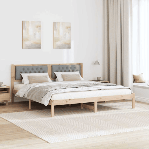 Estrutura da Cama de casal simple com cabeceira Cinzento-claro 160 x 200 cm