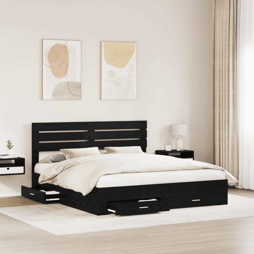 Estrutura da Cama de casal moderno para adultos com gaveta com cabeceira Madeira processada