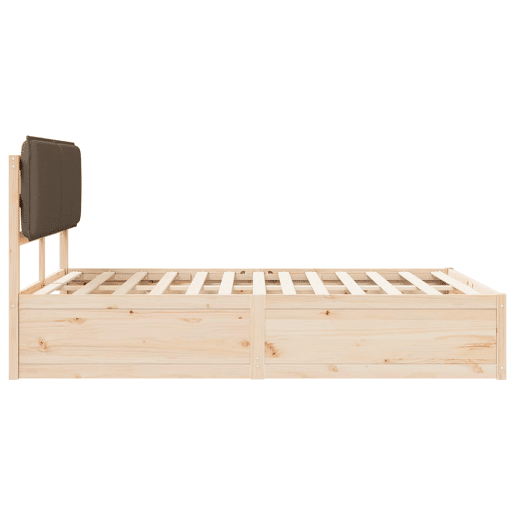 Estrutura de Cama de casal moderno com Cabeceira Estofada Cinzento-acastanhado