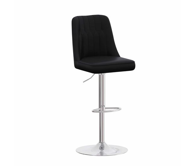 Taburetes de bar 2 unidades - ajustables, giratorios 360°, respaldo pu con diseño acolchado - negro y plata