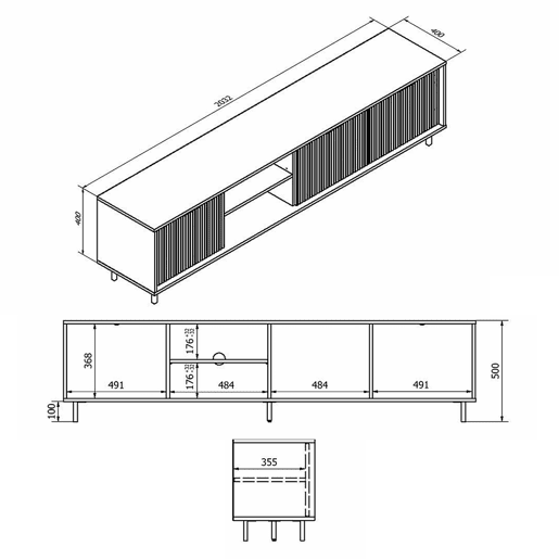 Móvel TV 3 portas 200 cm Soly Madeira