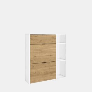 Sapateira, Arrumação, Organizador, 90x102x27 cm, 10 pares de sapatos, Hall de entrada, Estilo moderno, Branco e Carvalho