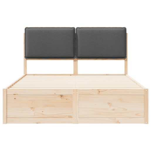 Estrutura de Cama de casal moderno com Cabeceira Estofada Cinza Escuro
