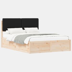 Estrutura de Cama de casal moderno com Cabeceira Estofada Preto 150 x 200 cm