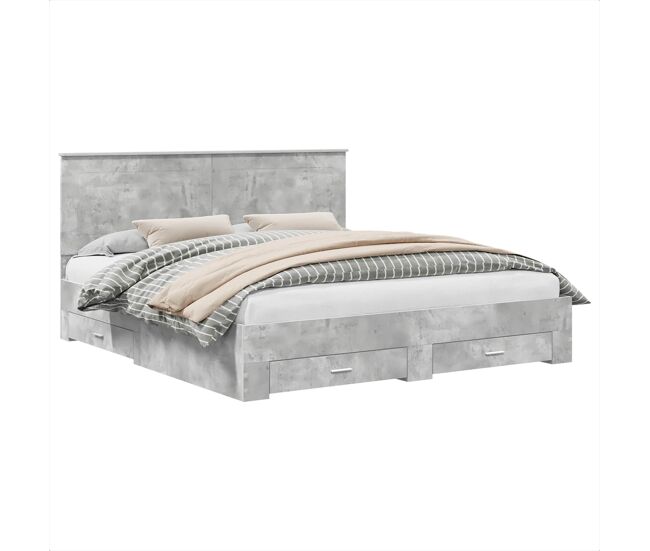 Estructura de cama matrimonial comodidad con cabecera - gris concreto 200 x 200 cm