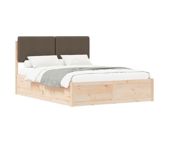 Estructura de cama matrimonial estilo con cabecera tapizada taupé 150 x 200 cm