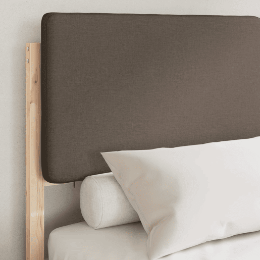 Estrutura de Cama de casal moderno com Cabeceira Estofada Cinzento-acastanhado