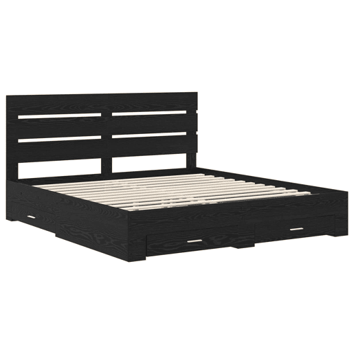 Estrutura da Cama de casal moderno com gaveta - Carvalho Preto 180 x 200 cm