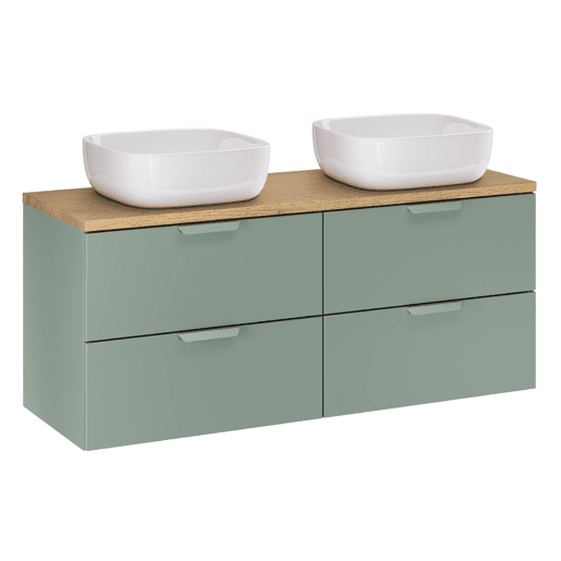Móvel de lavatório duplo de 120 cm e pedestal Oria Verde mate