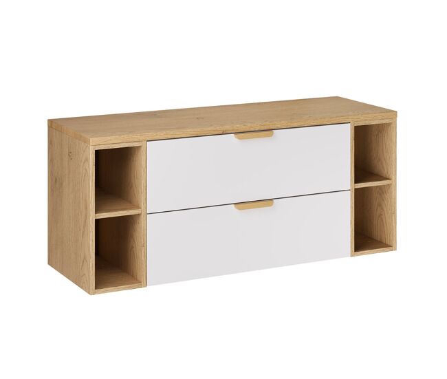 Mueble bajo lavabo 120cm 4 huecos encimera oria blanco mate