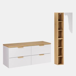 Conjunto de móvel inferior de 120 cm e coluna Oria Branco mate