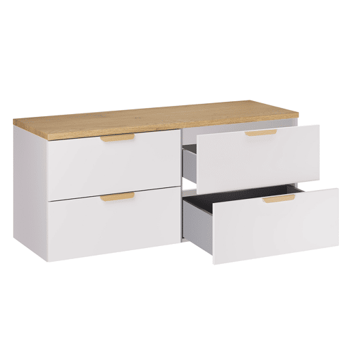 Conjunto de móvel inferior de 120 cm e coluna Oria Branco mate