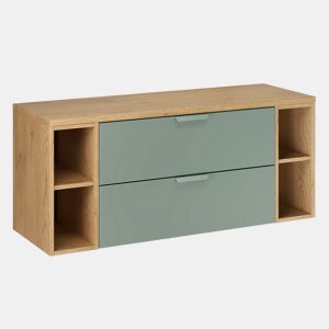 Móvel toucador 120cm 4 nichos tampo lavatório Oria Verde mate