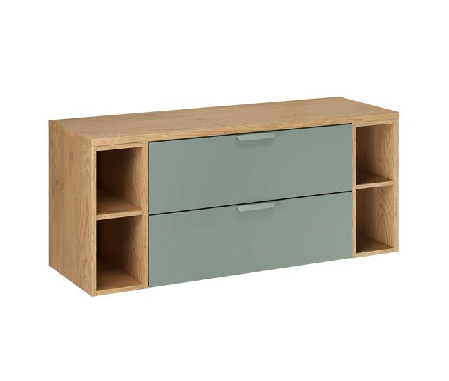 Mueble bajo lavabo 120cm 4 nichos encimera oria verde mate