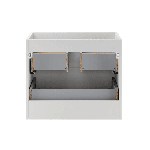 Conjunto móvel lavatório duplo encastrado 120cm e coluna Oria Branco mate