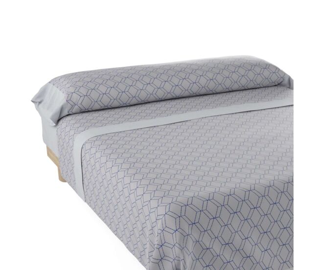 Juego de sábanas gea nalui azul tejido polycotton, lavable a 30o y fácil planchado