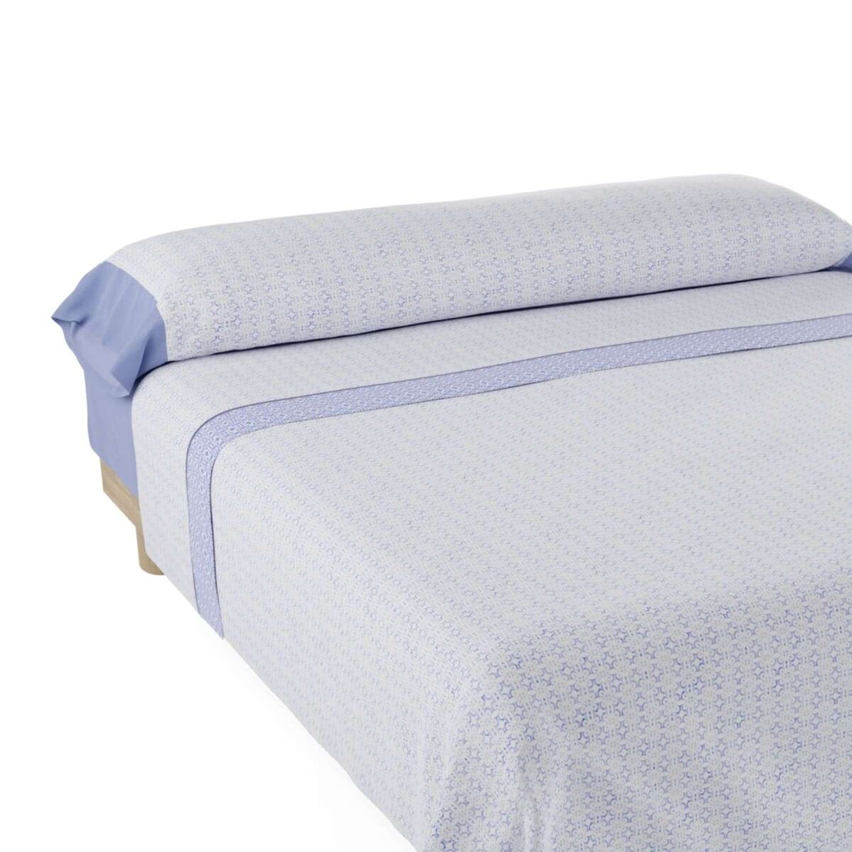 Juego de sábanas flores nalui azul tejido polycotton, lavable a 30º y fácil planchado