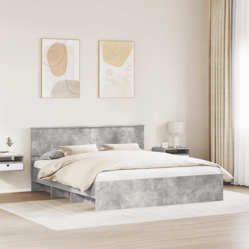 Estrutura De Cama De Casal Moderno - Cinzento 200 x 200 cm Madeira processada