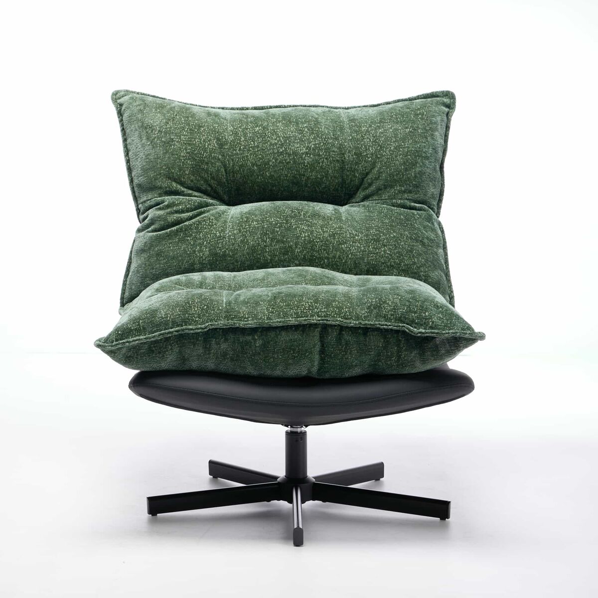 Sillón relax giratorio 360° - respaldo ajustable 3 posiciones, patas metálicas negras, cuero sintético antirrayaduras, tejido chenilla y espuma memory