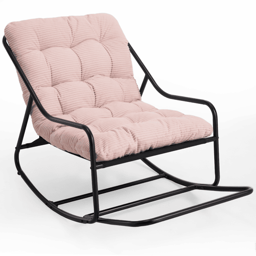 Cadeira de baloiço para exterior - almofada grossa e confortável, estofamento macio, para sala de estar, quarto e leitura - rosa