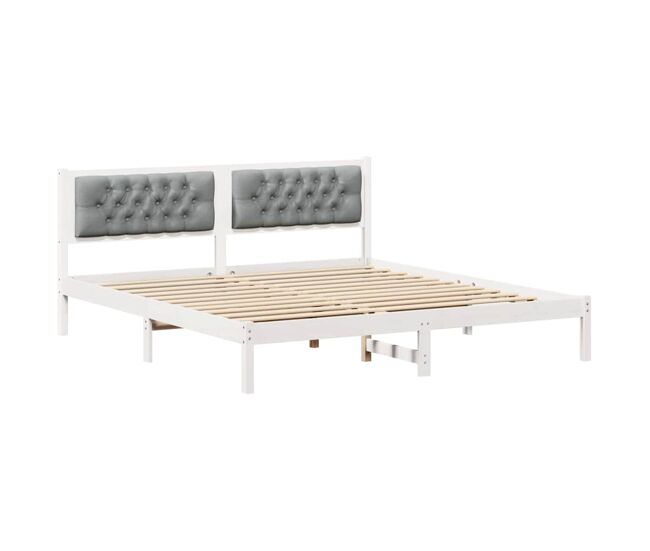 Estructura de cama matrimonial comodidad con cabecera - gris claro 160 x 200 cm