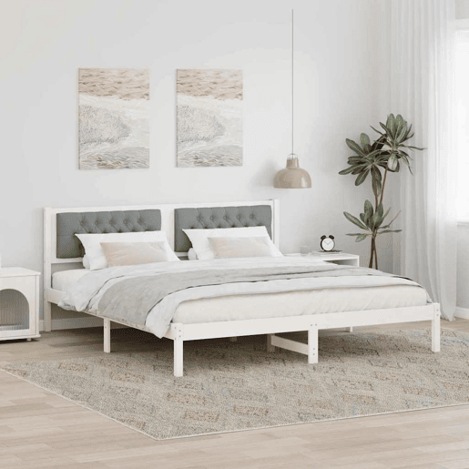 Estrutura da Cama de casal simple com cabeceira Cinzento-claro 160 x 200 cm