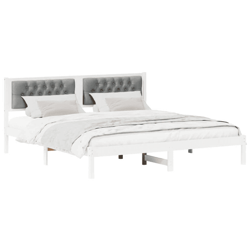 Estrutura da Cama de casal simple com cabeceira Cinzento-claro 160 x 200 cm