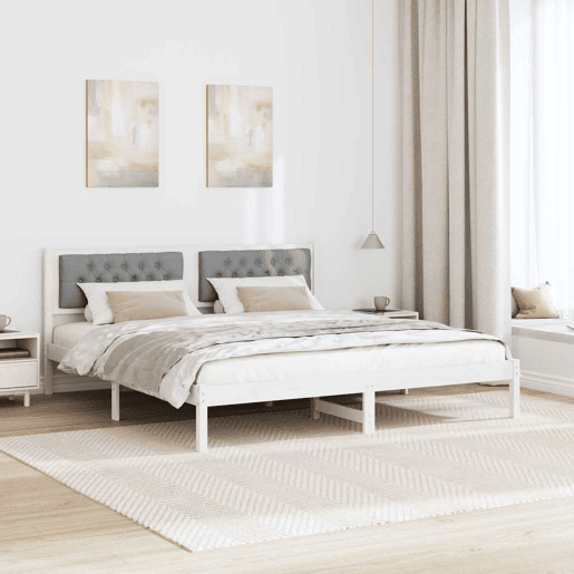 Estrutura da Cama de casal simple com cabeceira Cinzento-claro 160 x 200 cm