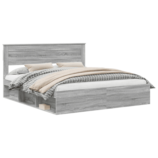 Estrutura da Cama de casal simple com cabeceira Cinza Sonoma 180 x 200 cm