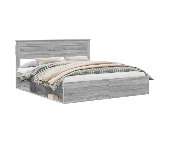 Estructura de cama matrimonial comodidad con cabecera - gris sonoma 180 x 200 cm