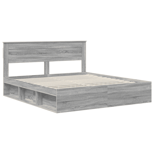 Estrutura da Cama de casal simple com cabeceira Cinza Sonoma 180 x 200 cm