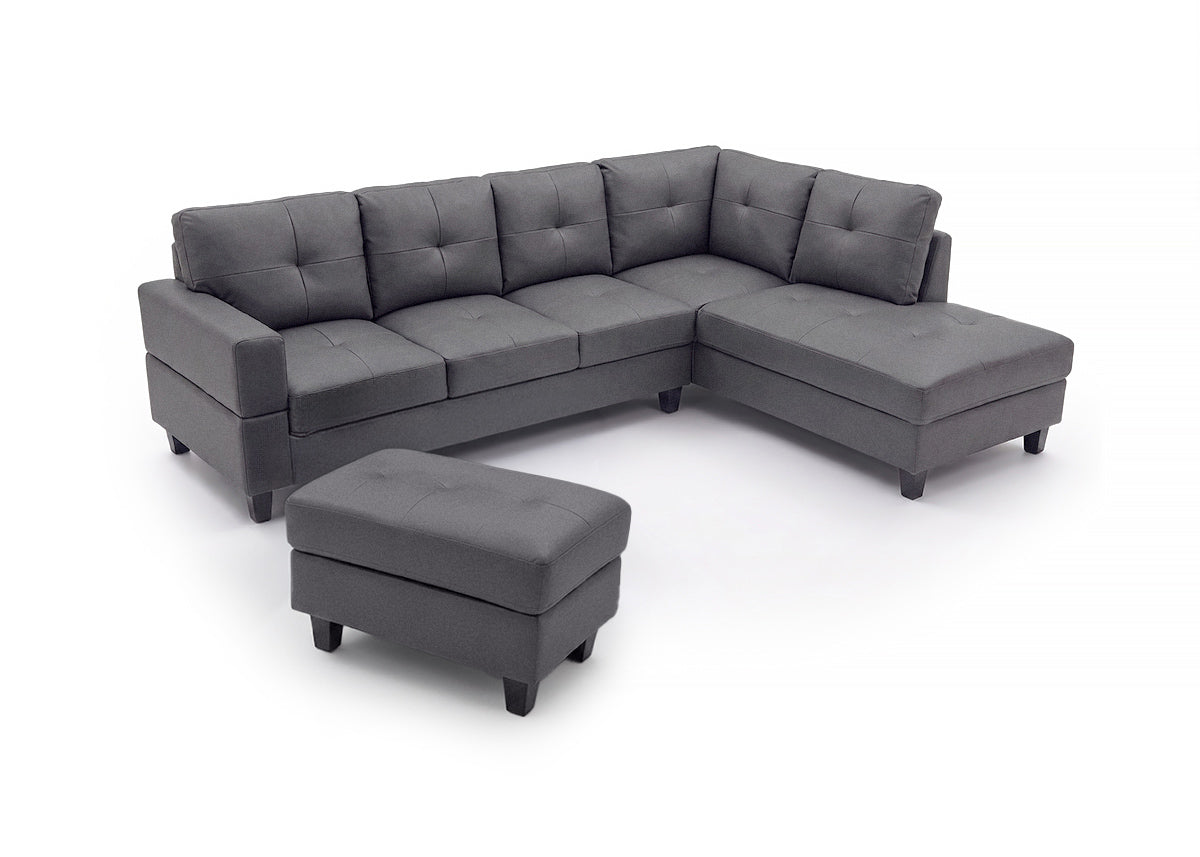 Sofa Chaise Longue Rinconera + Puf Kisrais